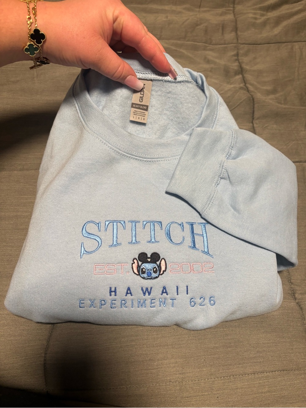 Gildan Light Blue Stitch Embroidered Crewneck Sweatshirt